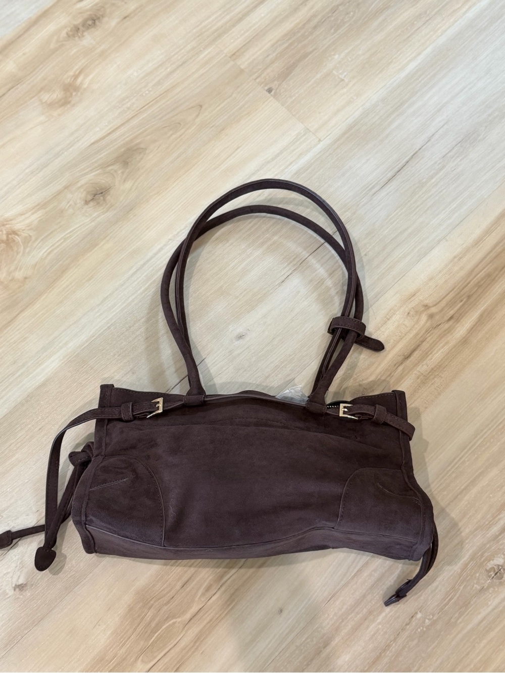 Women's Suede Shoulder Bag in Dark Brown